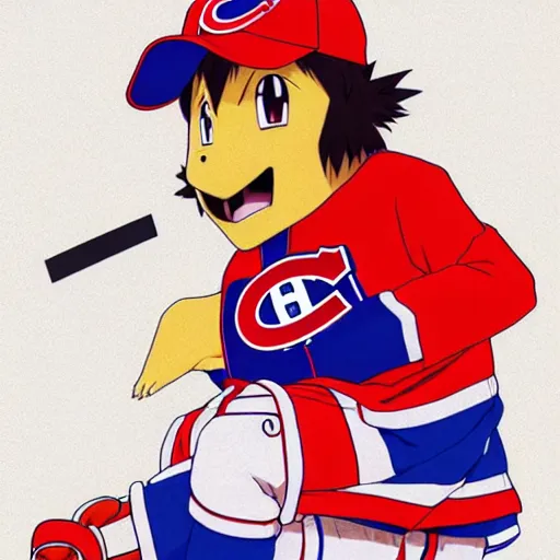 Image similar to anime Portrait of Youppi the Habs Montreal Canadiens Mascot as a very cute powerful and friendly pokemon, highly detailed anime, high evolution, 1990s, legendary, smooth, sharp focus, dynamic lighting, intricate, trending on ArtStation, illustration pokemon, art by WLOP