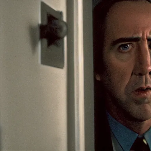 Prompt: cinematic film still of Nicholas Cage in the movie The Shining, high detail