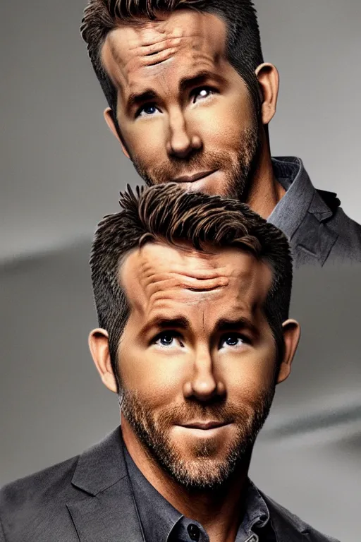 Prompt: ryan reynolds with head of rye, photorealistic
