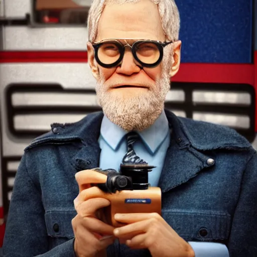 Image similar to hyperrealistic dslr film still of david letterman dressed as a usps postal worker, stunning 8 k octane comprehensive 3 d render, inspired by istvan sandorfi & greg rutkowski & unreal engine, perfect symmetry, dim volumetric cinematic lighting, extremely hyper - detailed, incredibly real lifelike attributes & flesh texture, intricate, masterpiece, artstation, stunning