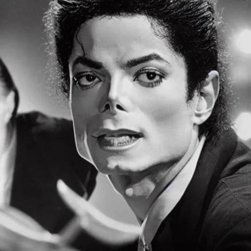 Prompt: michael jackson as a detective in a 1 9 5 6 s noir drama