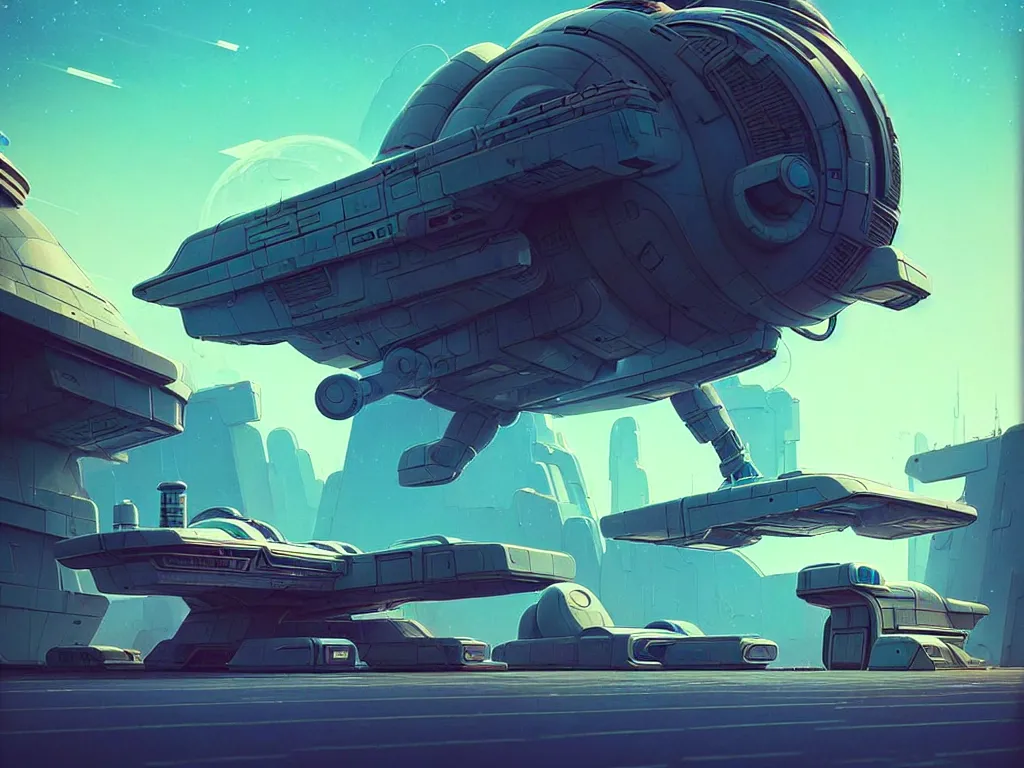 Image similar to 80s outdoor futuristic retro arcade, spaceship on the ground, desolate, moody:: studio ghibli, beeple and James Gilleard and Justin Gerard :: ornate, dynamic, particulate, intricate, elegant, highly detailed, centered, artstation, smooth, sharp focus, octane render, 3d