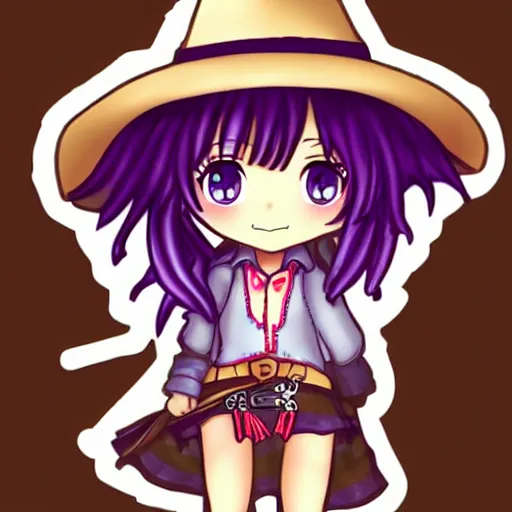 Image similar to cute cowgirl character, chibi, anime