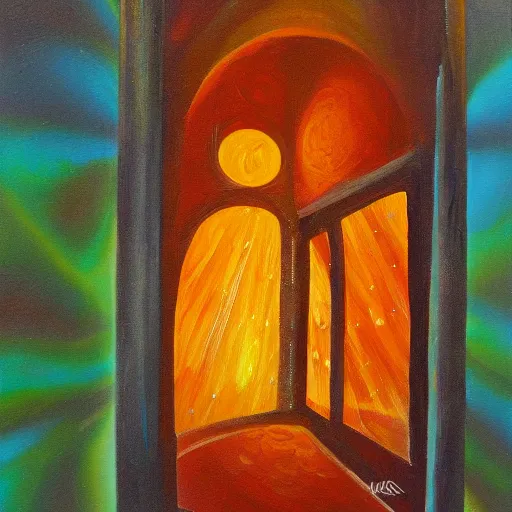 Image similar to a doorway to another universe, oil painting