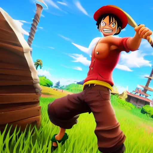 Prompt: monkey d. luffy in fortnite