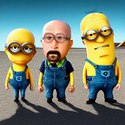 Image similar to An award winning photo of the Breaking Bad cast but they're minions. Ultra HD, hyper realistic, 8K.