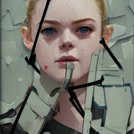 Image similar to Elle Fanning in Metal Gear Solid picture by Sachin Teng, asymmetrical, dark vibes, Realistic Painting , Organic painting, Matte Painting, geometric shapes, hard edges, graffiti, street art:2 by Sachin Teng:4