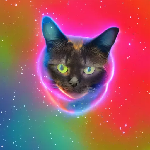 Prompt: a nebula in the shape of a cat, digital art