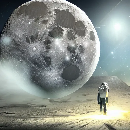 Image similar to moon falls on earth, epic, ultra detailed