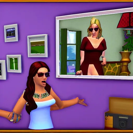 Image similar to madonna. snapshot from the sims 1.