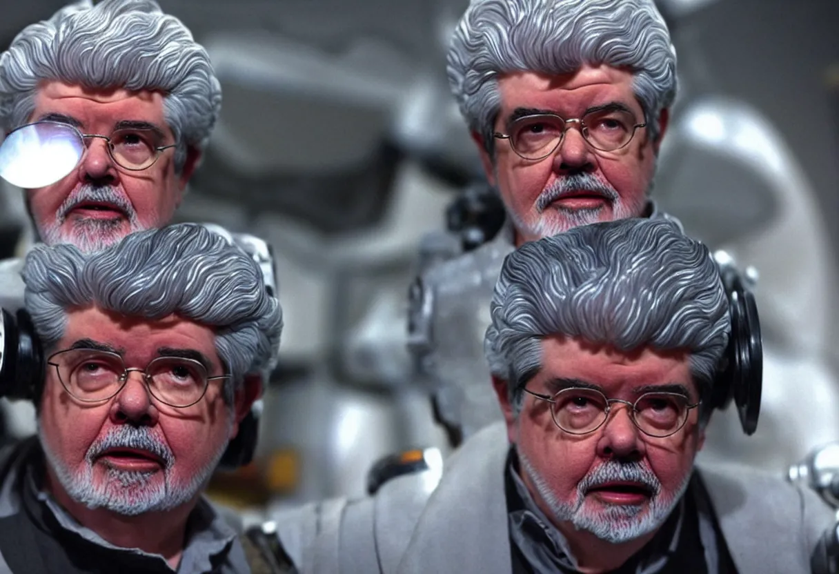 George Lucas stars in his new space opera movie Swiss, Stable Diffusion