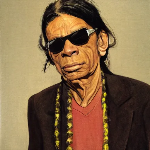 Prompt: portrait of sixto rodriguez, painting by paula rego, high detail, high resolution