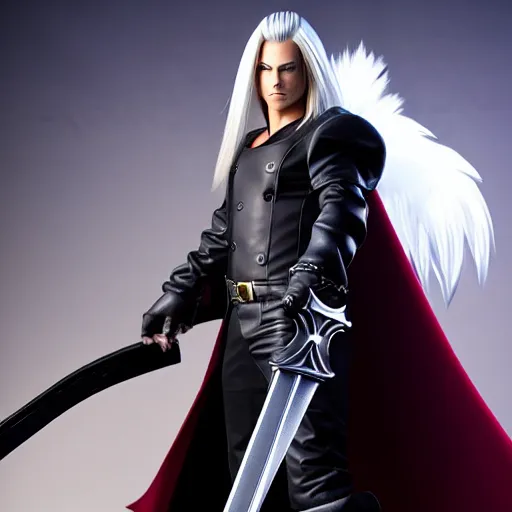 Image similar to super mario as sephiroth, highly detailed, extremely high quality, hd, 4 k, 8 k, canon 3 0 0 mm, professional photographer, 4 0 mp, lifelike, top - rated, award winning, realistic, detailed lighting, detailed shadows, sharp, no blur, edited, corrected, trending