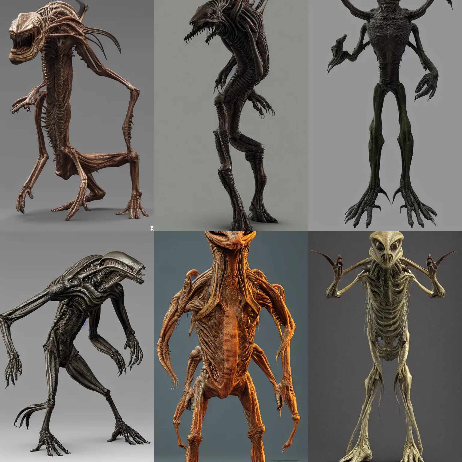 Prompt: alien bipedal creature model by Phil Tippet, very detailed, high quality, 4k