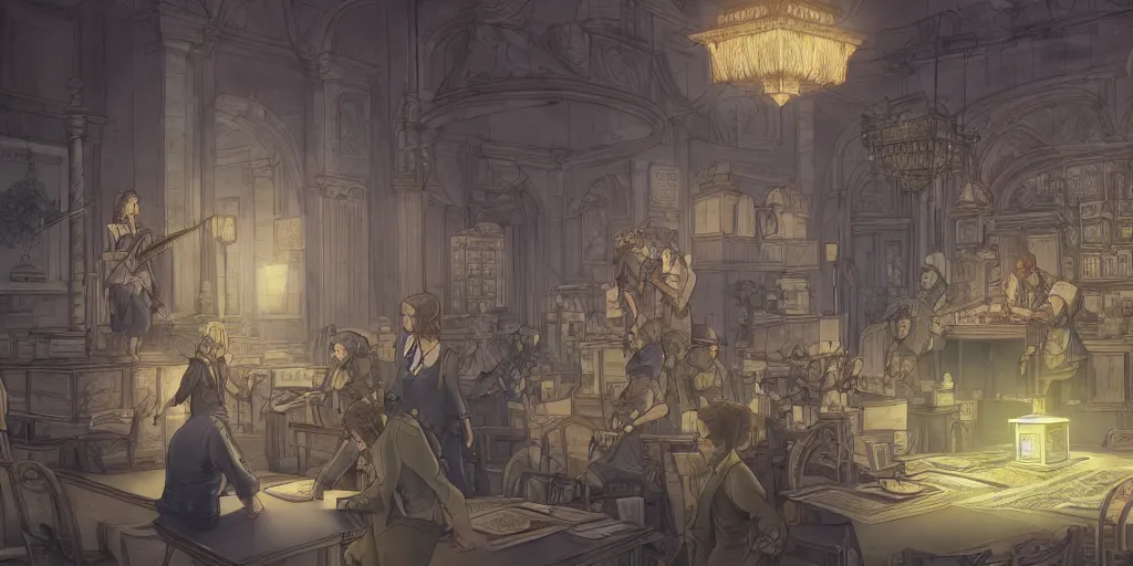 Image similar to but we refuse to believe that the bank of justice is bankrupt. ultrafine highly detailed colorful illustration, intricate linework, sharp focus, octopath traveler, final fantasy, unreal engine highly rendered, global illumination, radiant light, intricate environment