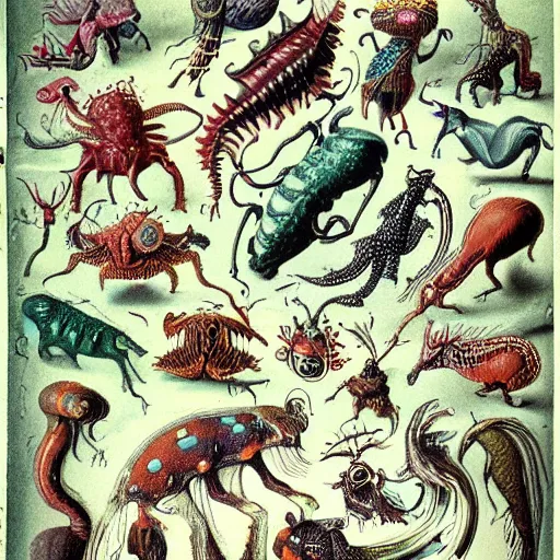 Image similar to bizarre bestiary of microcosmic creatures