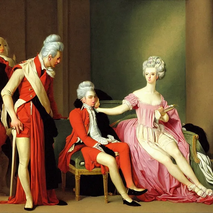 Prompt: Tragedy of Marie Antoinette by Jacques-Louis David, oil painting