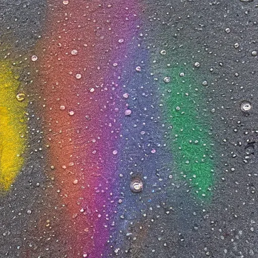 Prompt: rainbow stains on puddle