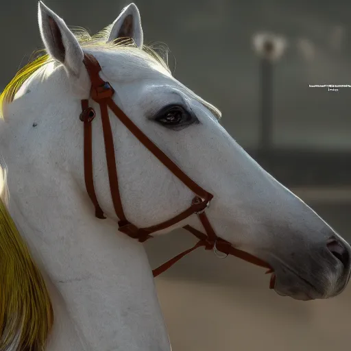 Image similar to ultra - photorealistic, middle eastern woman driving horse and handling weapon, dust, yellow cinematic, 4 k, 8 0 0 mm, uhd, vogue, winning photo of the year, sharp focus, intricate, hyperdetailed content