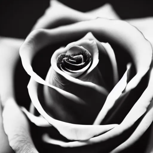 Image similar to award - winning macro of a beautiful black rose made of glowing molten magma