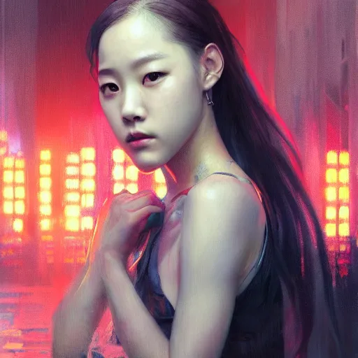 Image similar to jisoo of blackpink, hyperrealistic portrait, bladerunner street, art of elysium by jeremy mann and alphonse mucha, fantasy art, photo realistic, dynamic lighting, artstation, poster, volumetric lighting, very detailed face, 8 k, award winning