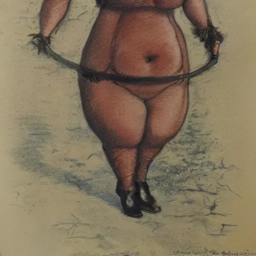 Prompt: by Heidel Bergensis caricature, big hips mexican girl