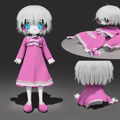 Prompt: cute fumo plush of a girl who summoned an imaginary friend using an ouija board, ghost, outline glow, vray