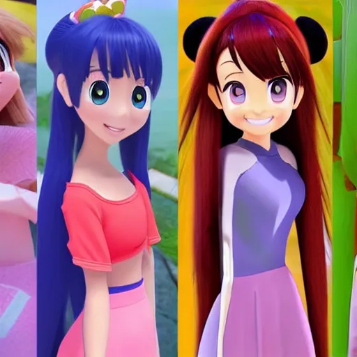 Image similar to anime girl disney pixar movie style