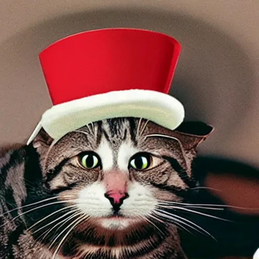 Image similar to the cat in the hat discovering his own mortality