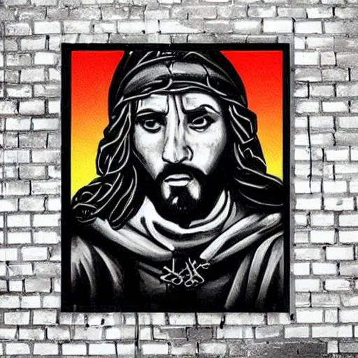 Image similar to street art hip hop gangsta jesus