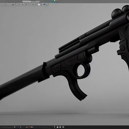 Prompt: gun in the style of a t - rex, award winning, unreal engine 5 render, volumetric fog, ray traced, award winning, intricate details, photorealistic, trending on cgsociety
