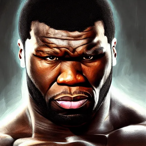 Image similar to 5 0 cent as the hulk, digital painting, extremely detailed, 4 k, intricate, brush strokes, mark arian, artgerm, bastien lecouffe - deharme