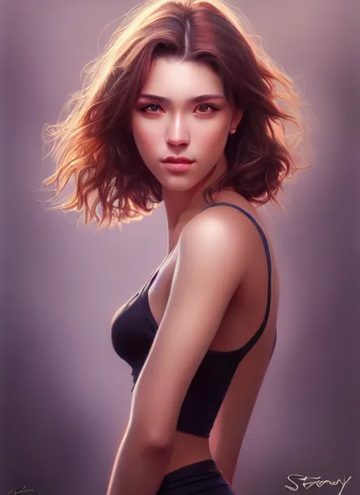 Image similar to photo of a gorgeous young woman in the style of stefan kostic, realistic, sharp focus, 8k high definition, insanely detailed, intricate, elegant, art by stanley lau and artgerm