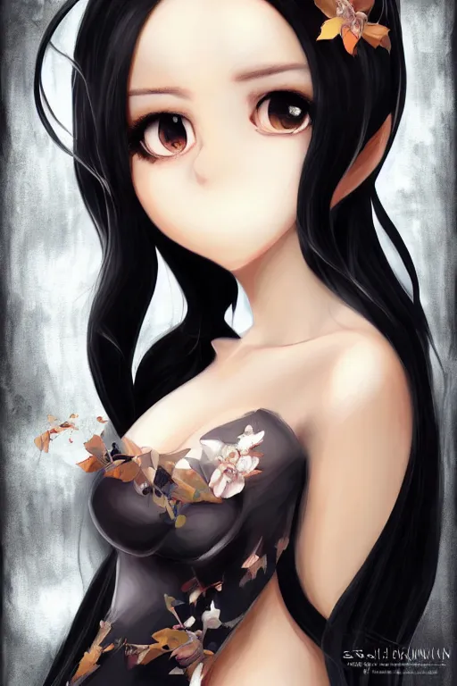 Image similar to gorgeous young queen with black hair, full body portrait, seductive, realistic, digital art, high detail, lively, art by sakimi chan