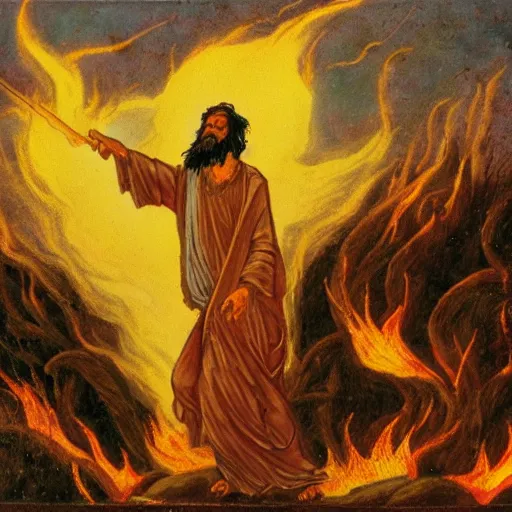 Prompt: moses and the burning bush