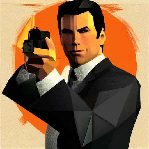 Image similar to low poly john travolta in goldeneye 64 cover art