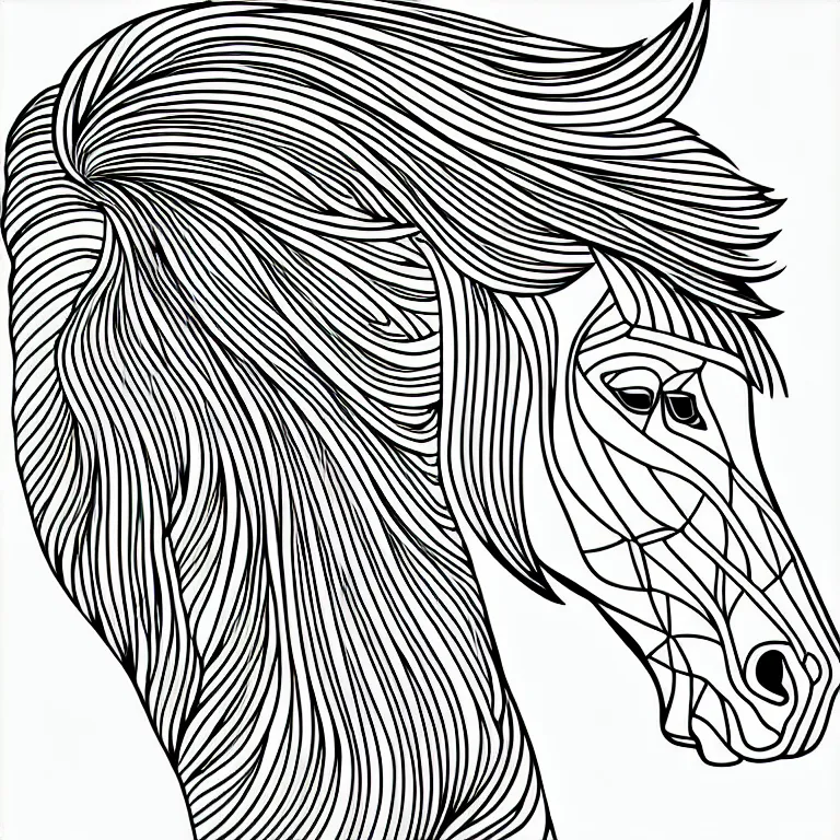 Image similar to beautiful horse, ornamental, fractal, line art, vector, outline, simplified, colouring page