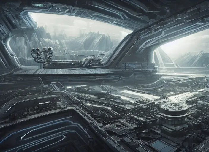 Prompt: cult of technology, exterior, scifi, machines, artificial intelligence!!, ultra realistic, highly detailed, brain in a vat!!!, futuristic landscape, industrial, city, utopian architecture, birds eye view, atmosphere, masterpiece, epic lighting, glow, mysterious, 4 k, cinematic, art by patryk olkiewicz and chris ostrowski