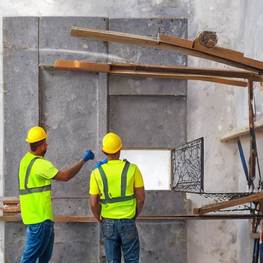 Image similar to construction workers working on a portal photo