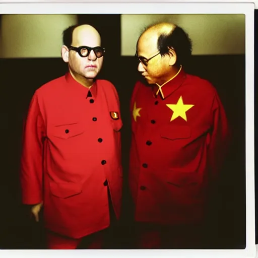 Image similar to polaroid of george costanza wearing chinese communist clothing, colored, taschen, award - winning, by nan goldin