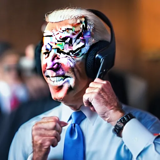 Image similar to joe biden wearing a gaming headset, Canon EOS 5D Mark IV DSLR Camera with 24-105mm f/4L II Lens