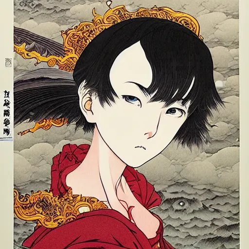 Prompt: prompt : portrait of fantasy character painted in miyazaki color style drawn by katsuhiro otomo and takato yamamoto, inspired by fables, china doll face, smooth face feature, intricate oil painting, high detail, sharp high detail, manga and anime 2 0 0 0