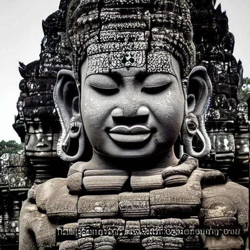 Image similar to angkor thon, asuras, photorealistic giant photography hight quality, sharp, stones, award winning photography, canon, thierry rouzier