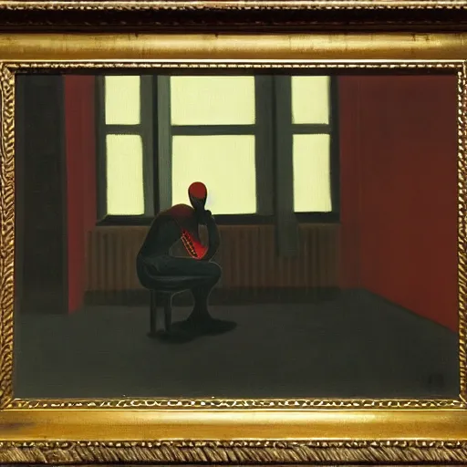 Image similar to Spiderman, 1942 oil on canvas painting, Edward Hopper