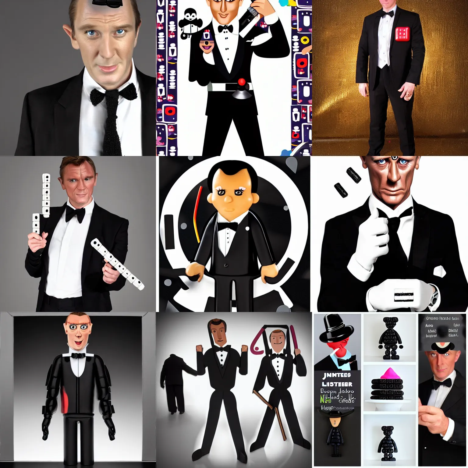 Prompt: anthropomorphic liquorice 0 0 7 james herbert bond allsorts