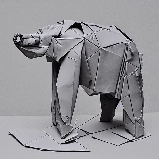 Image similar to [ 🐘 as 🤖 ] origami by kim jung gi by adams, ansel