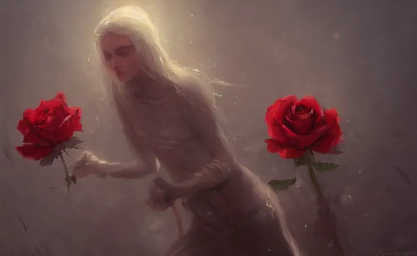 Image similar to A painting of a rose trending on artstation in the style of Greg Rutkowski