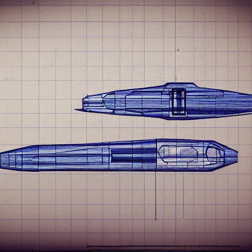 Image similar to blueprint of spaceship, blue, technical drawing, 8 k