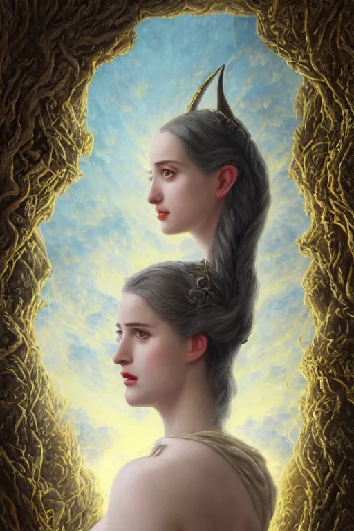 Image similar to A fantasy book style portrait painting of a hybrid, Eva Green, Anya_Taylor-Joy, Cory Chase, as a Mystical Valkyrie, Anubis-Reptilian, Atlantean Warrior, François Boucher, Oil Painting, unreal 5, DAZ, hyperrealistic, octane render, Regal, Refined, Detailed Digital Art, RPG portrait, William-Adolphe Bouguereau, Michael Cheval, Walt Disney (1937), Steampunk, Volumetric Golden dappled dynamic lighting, Highly Detailed, Cinematic Lighting, Unreal Engine, 8k, HD