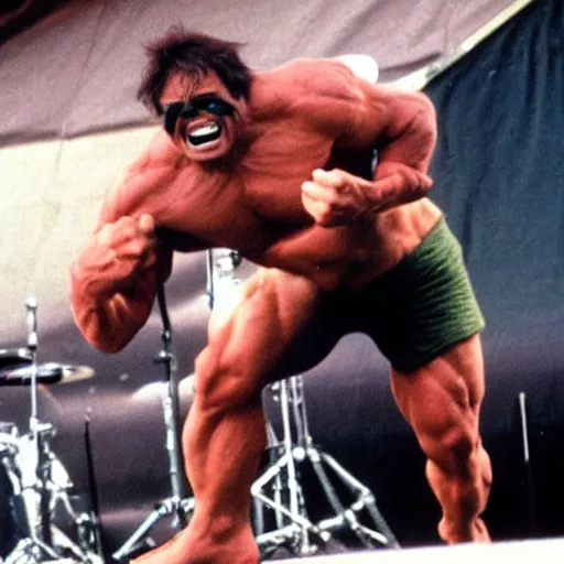 Image similar to hulk performing at woodstock